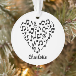 Liefde Muziek Hart van Muzieknoten met Naam Ornament