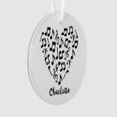 Liefde Muziek Hart van Muzieknoten met Naam Ornament (voorkant)