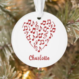 Liefde Muziek Hart van Rode Muzieknoten met Naam Ornament