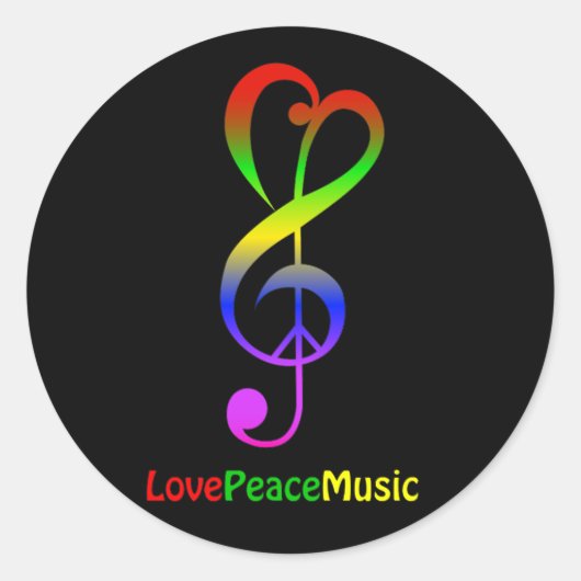 Liefde muziek hippie treble cleart ronde sticker (Voorkant)