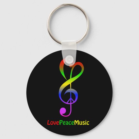 Liefde muziek hippie treble cleart sleutelhanger (Voorkant)