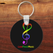 Liefde muziek hippie treble cleart sleutelhanger (Voorkant)