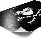 Liefde muziek hoofdtelefoon schedel en kruisgraten foto afdruk (Hoek)