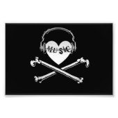 Liefde muziek hoofdtelefoon schedel en kruisgraten foto afdruk (Voorkant)