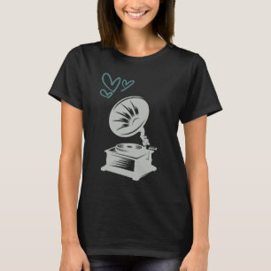 Liefde Muziek Old School Gramophone T-shirt