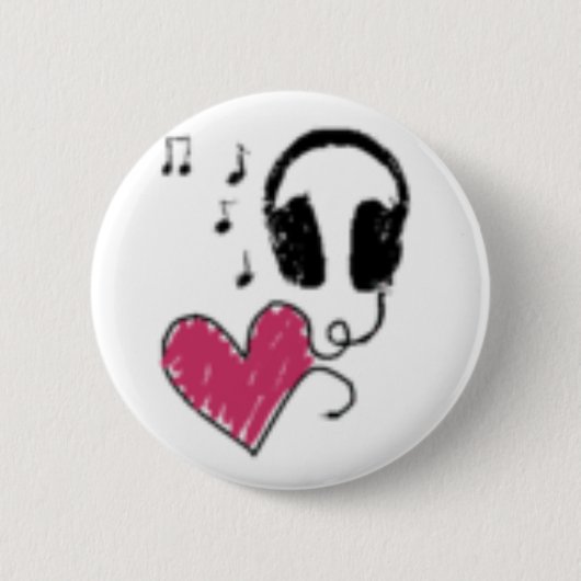 Liefde muziek ronde button 5,7 cm (Voorkant)