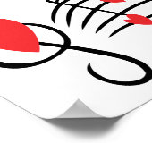 LIEFDE MUZIEKNOTEN VAN SONG KUNNEN RODE ZWARTE WIT POSTER (Hoek)