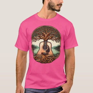 Liefde Muzikant Akoestische Gitaar Tree Gitaar Spe T-shirt