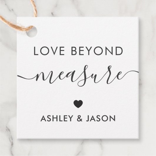 Liefde na het meten van het Gift-Label, weddenscha Bedankjes Labels (Voorkant)