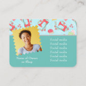 Liefde Naaien Schattige Foto Blauw Visitekaartje (Achterkant)