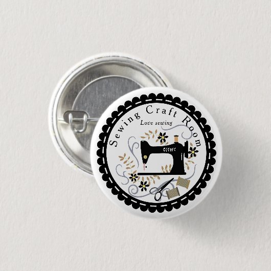 Liefde Naaien Zwart Wit Ronde Button 3,2 Cm (Voorkant /achterkant)