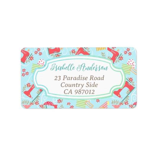 Liefde naaimachine blauw etiket (Voorkant)