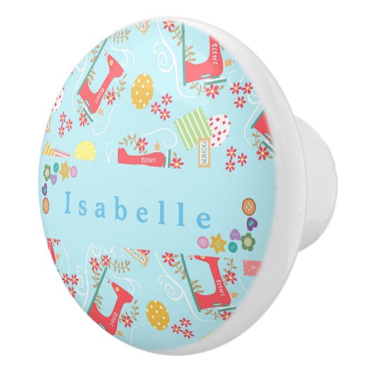 Liefde naaimachine blauw keramische knop (Rechts)