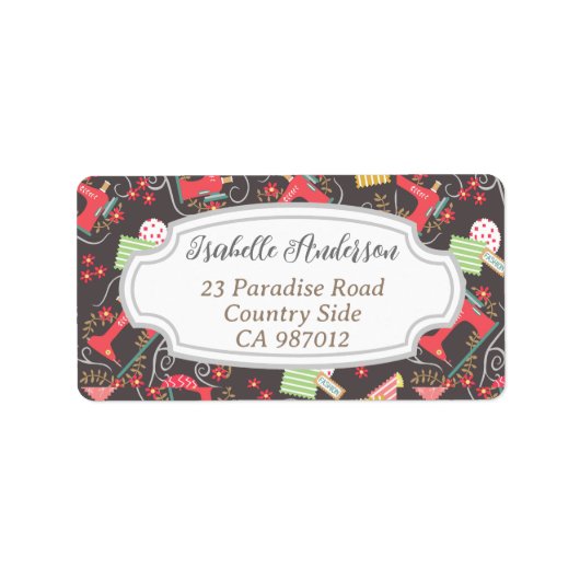 Liefde naaimachine bruin etiket (Voorkant)