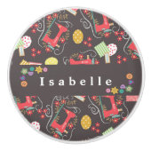 Liefde naaimachine bruin keramische knop (Voorkant)