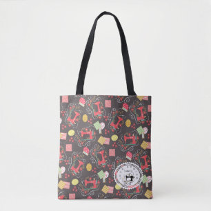 Liefde naaimachine bruin tote bag