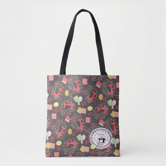 Liefde naaimachine bruin tote bag (Voorkant)