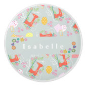 Liefde naaimachine grijs keramische knop (Voorkant)