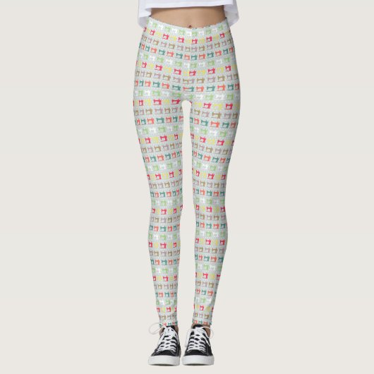 Liefde naaimachine grijs leggings (Voorkant)