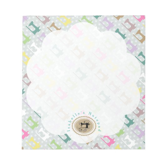 Liefde naaimachine grijs notitieblok (Voorkant)