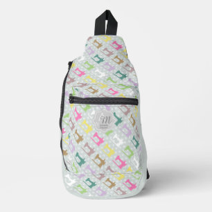 Liefde Naaimachine Monogram Grijs Sling Bag