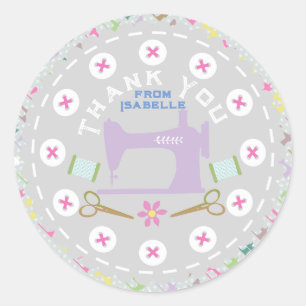 Liefde naaimachine pasta grijs ronde sticker