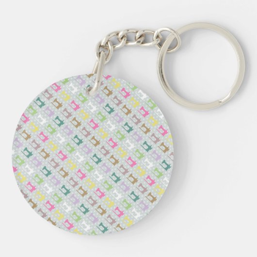 Liefde naaimachine Pastel Geel Sleutelhanger (Achterkant)