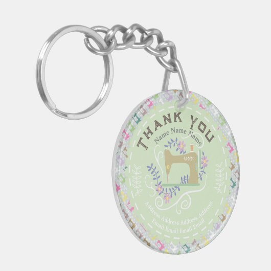 Liefde naaimachine — Pastel Green Sleutelhanger (Voorkant Links)