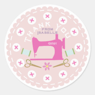 Liefde naaimachine Pastel Peach Ronde Sticker