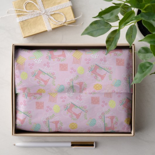 Liefde naaimachine roze tissuepapier (Geschenk)