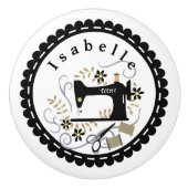 Liefde naaimachine wit zwart keramische knop (Voorkant)