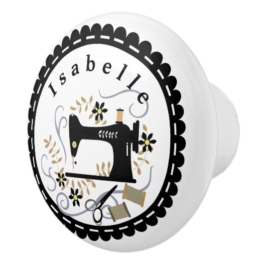 Liefde naaimachine wit zwart keramische knop (Rechts)