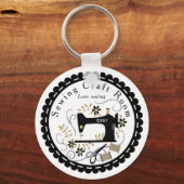 Liefde Naaimachine Zwart Wit Sleutelhanger (Voorkant)
