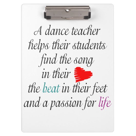 Liefde naar Teach Dance Klembord (Voorkant)