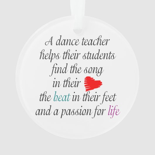 Liefde naar Teach Dance Ornament (achterkant)