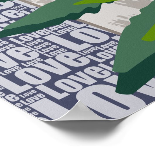 Liefde Natuur Gestileerde Blauwe & Groene Varen Bl Poster (Hoek)