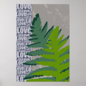 Liefde Natuur Gestileerde Blauwe & Groene Varen Bl Poster (Voorkant)