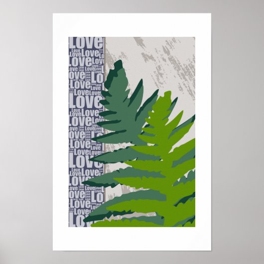 Liefde Natuur Gestileerde Blauwe & Groene Varentak Poster (Voorkant)