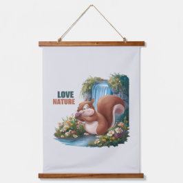 Liefde Natuur Grappige Eekhoorn Hangend Wandkleed