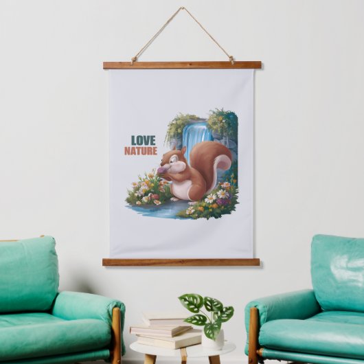 Liefde Natuur Grappige Eekhoorn Hangend Wandkleed (Woonkamer)