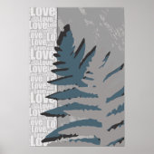 Liefde Natuur Grijs Varen Bladeren Poster (Voorkant)