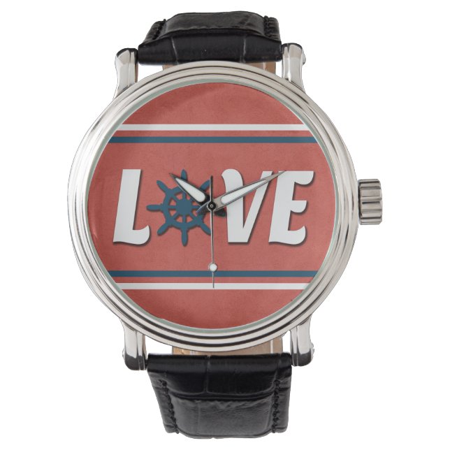 Liefde nautische vormgeving horloge (Voorkant)
