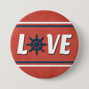 Liefde nautische vormgeving ronde button 7,6 cm