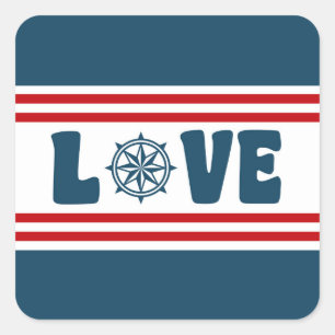 Liefde nautische vormgeving vierkante sticker