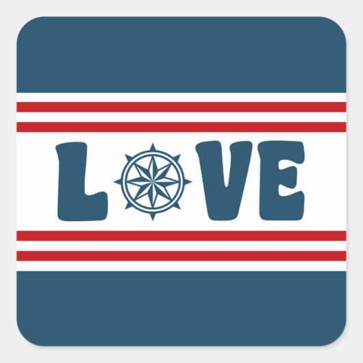 Liefde nautische vormgeving vierkante sticker (Voorkant)