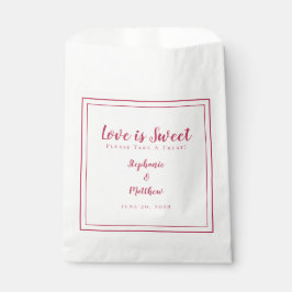 Liefde neemt een Treat Magenta Red Wedding Bedankzakje