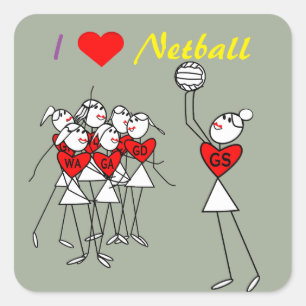 Liefde Netball Posities Stick Figures Vierkante Sticker