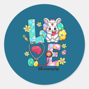 Liefde neuro verpleegster leven konijn stethoscoop ronde sticker