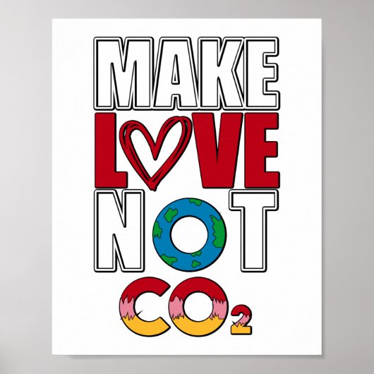 Liefde niet CO2 klimaatwijzigingsomgeving Poster (Voorkant)