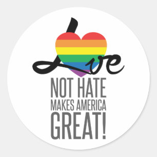 Liefde niet gehaat (regenboog) ticker ronde sticker